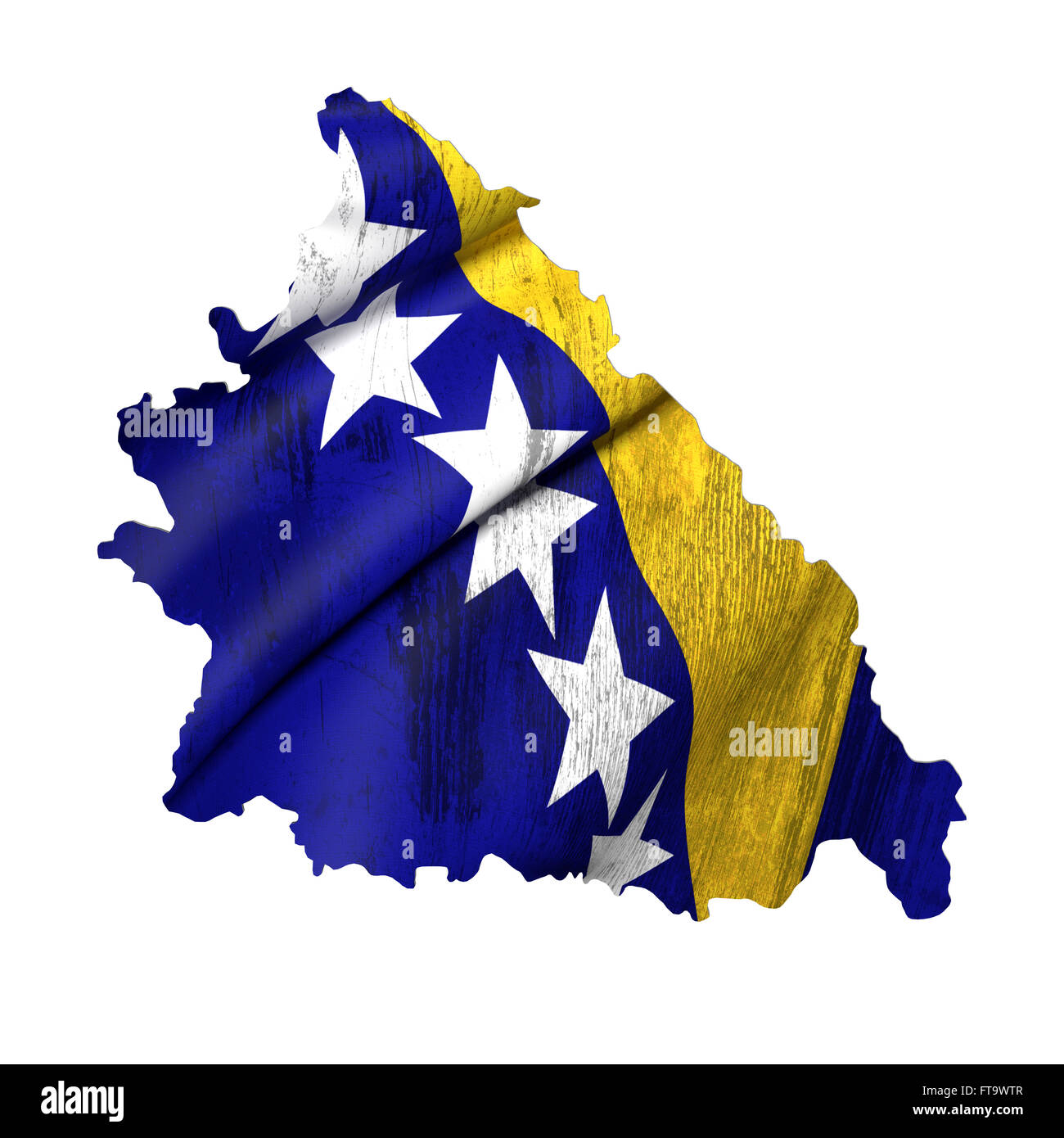 3d rendering of Bosnia and Herzegovina map and dirty flag on white ...