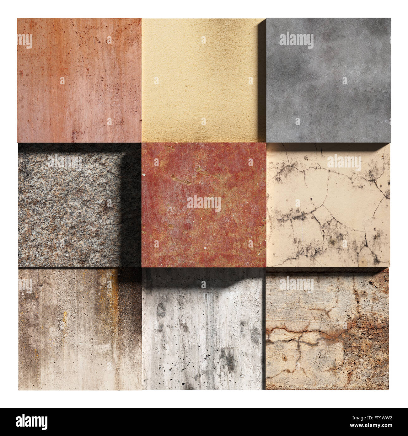 Wall Elements Rendering 3d rendering of side view on wall made of different square elements ...