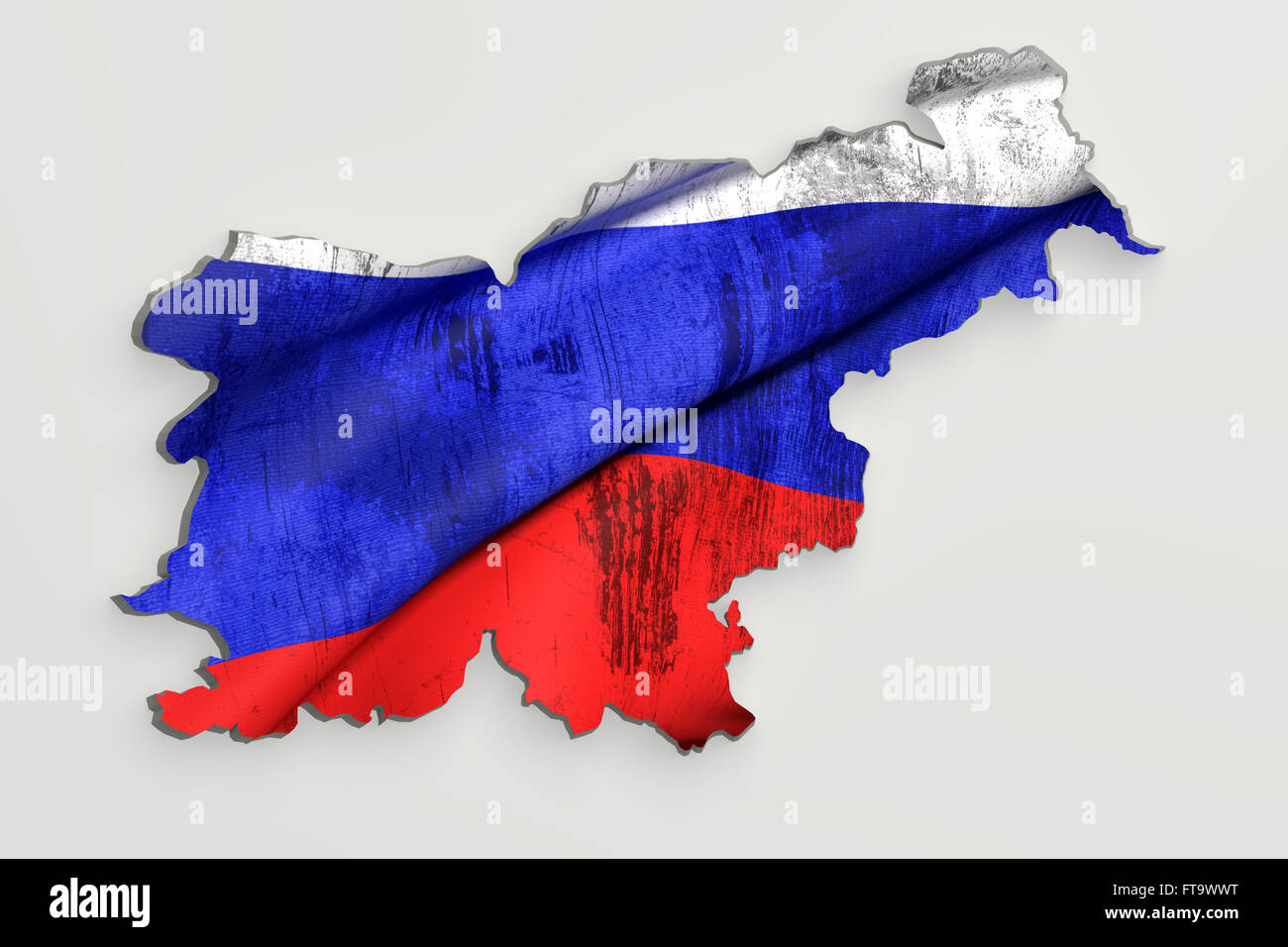 3d rendering of Slovenia map and old flag inside on white background ...