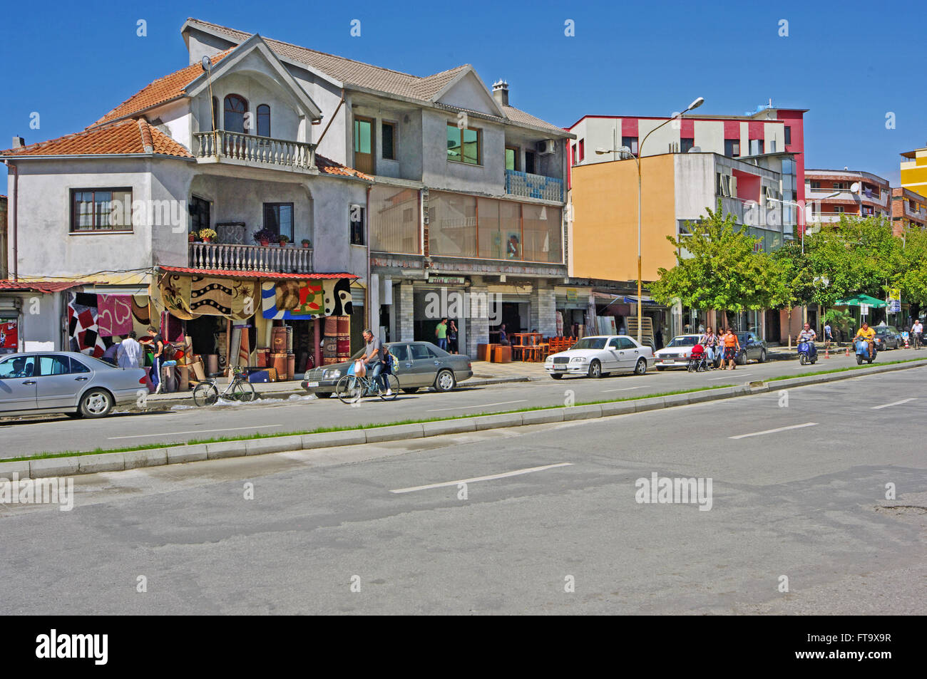 Shop and Buildings, Shkoder, Albania Stock Photo - Alamy