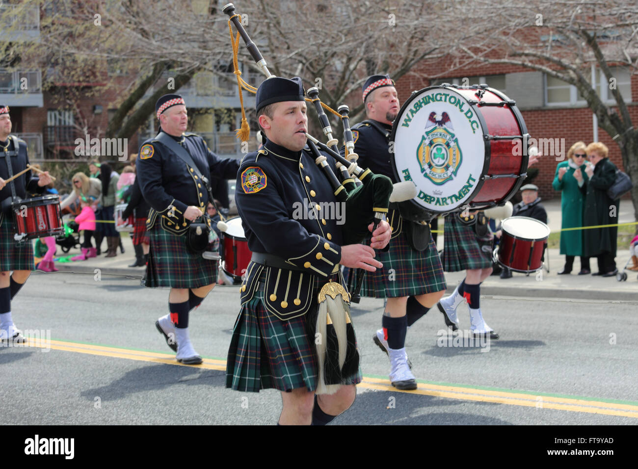 Marchers in St. Patrick's Day parade Yonkers New York Stock Photo