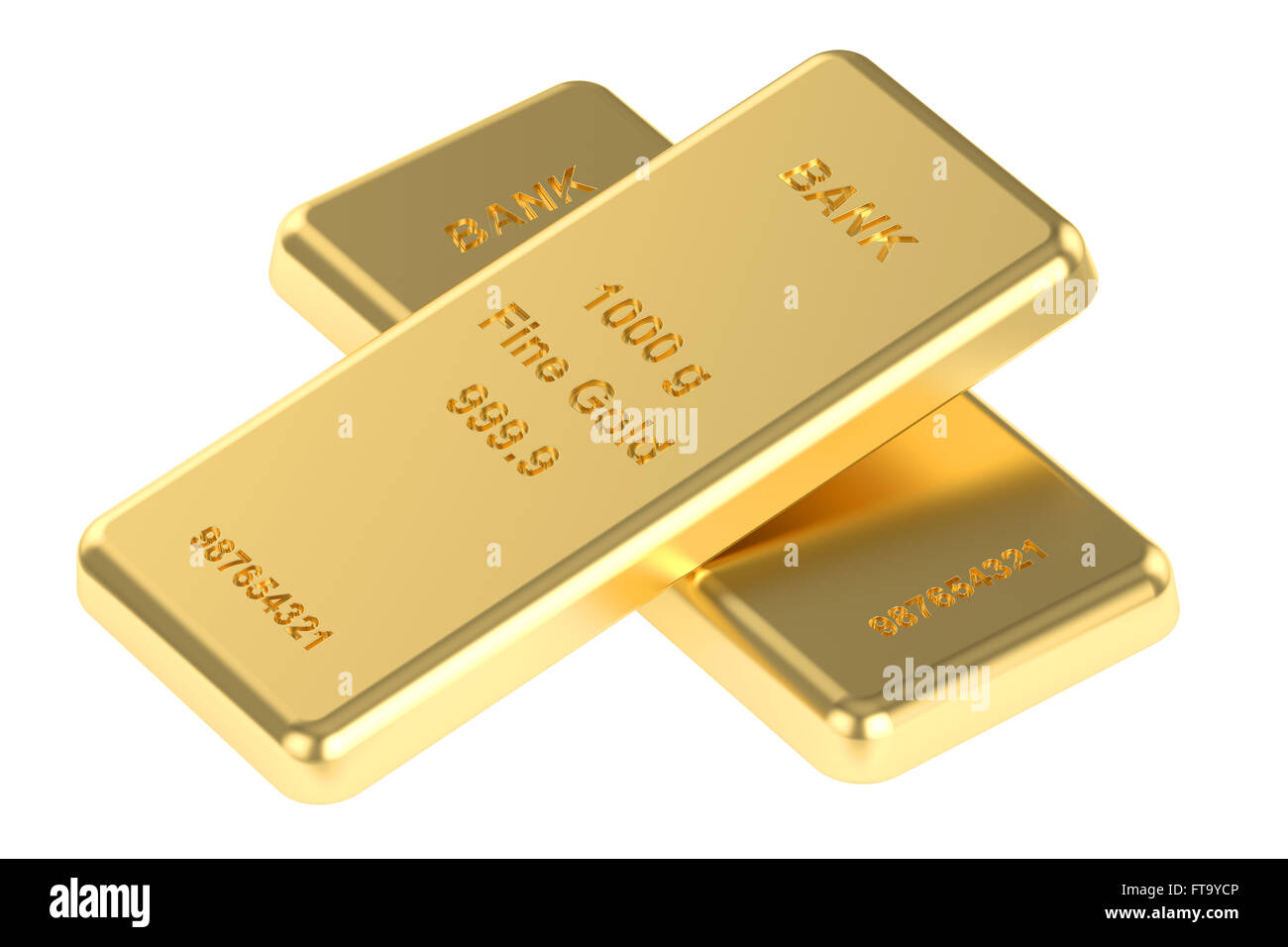 Two gold ingots, 3D rendering Stock Photo - Alamy