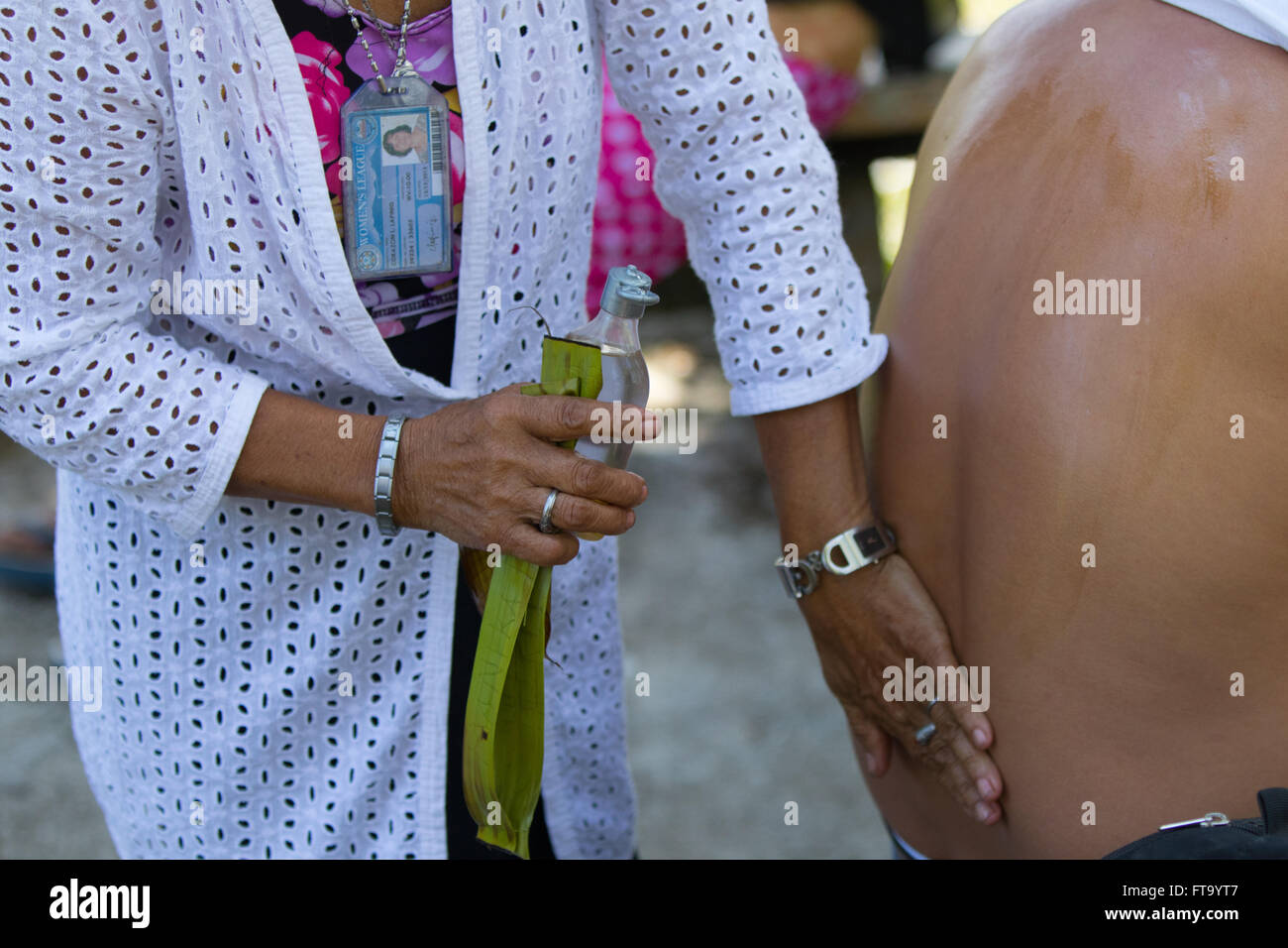 Traditional Healers perform various healing processes during the annual Healing Festival on Siquijor Island,Philippines Stock Photo