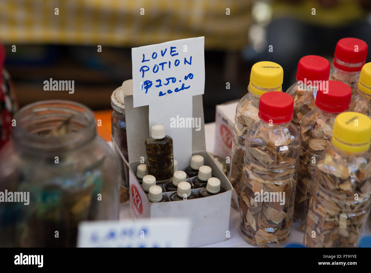 A Love Potion available for sale at the annual Healing Festival during Holy Week on Siquijor Island,Philippines Stock Photo