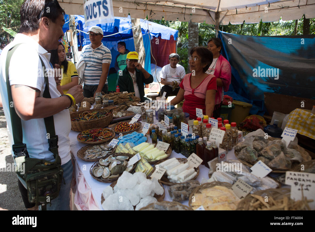 Traditional herbs,plants & potions being sold by Healers on the Island of Siquijor,Philippines at the annual Healing Festival Stock Photo