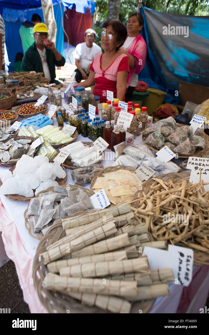 Traditional herbs,plants & potions being sold by Healers on the Island of Siquijor,Philippines at the annual Healing Festival Stock Photo