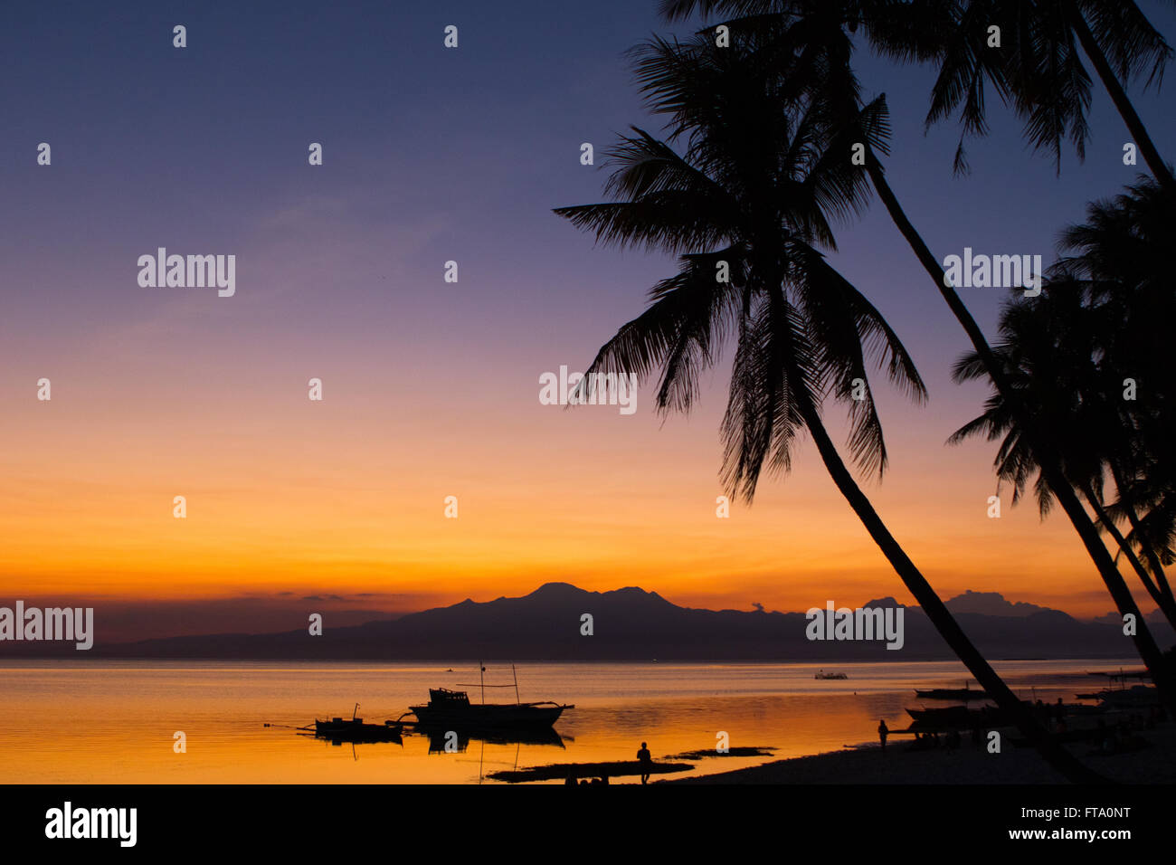 Sunset,Paliton Beach,Siquijor Island,Philippines Stock Photo