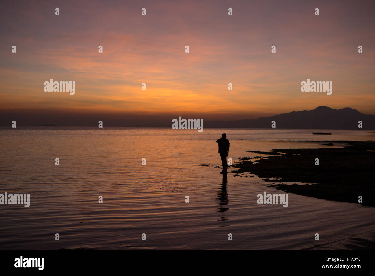 Sunset,Paliton Beach,Siquijor Island,Philippines Stock Photo