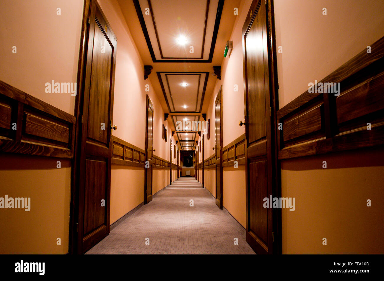 Luxury Hotel Interior Corridor With Lights Stock Photo