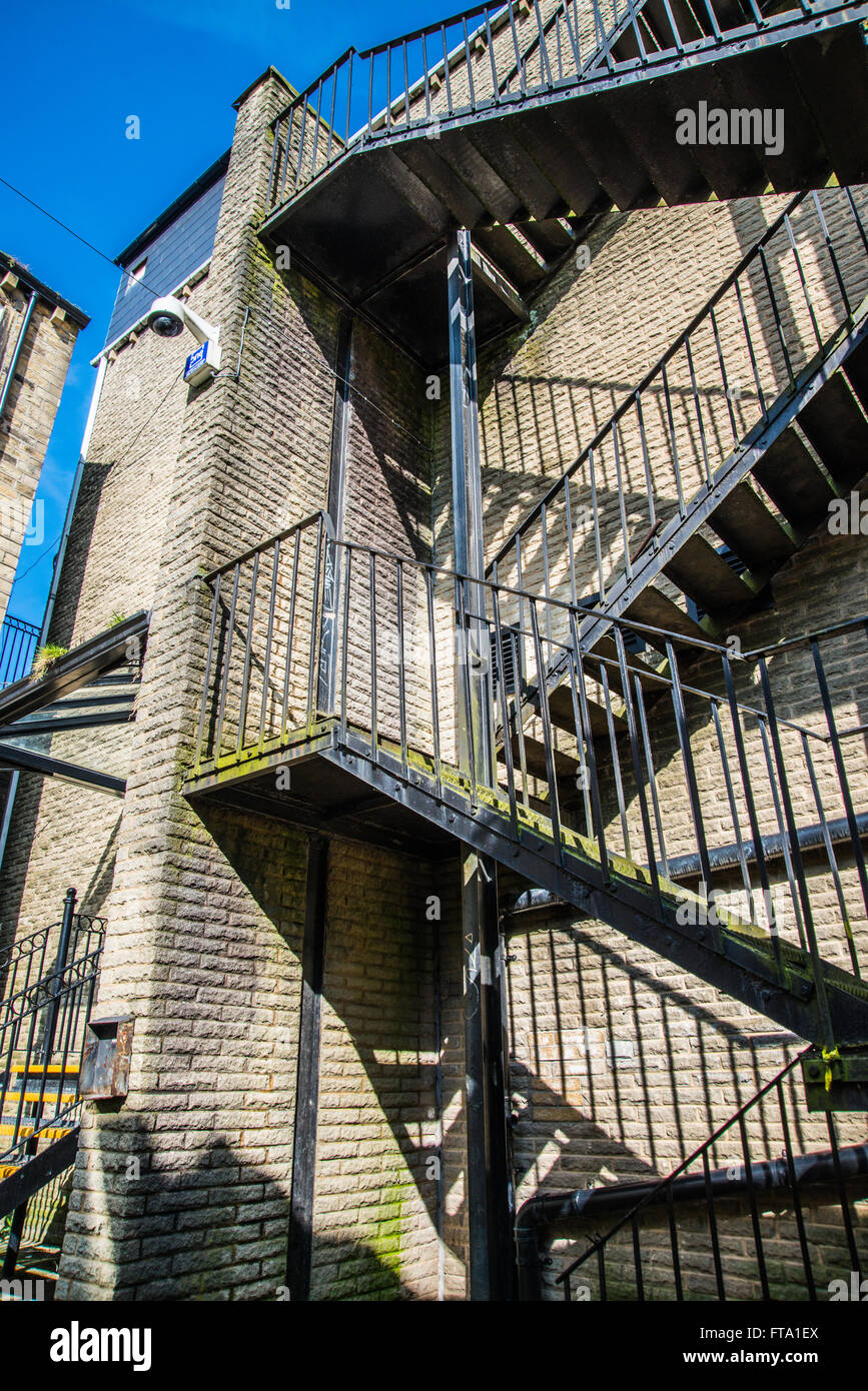 Stair case up the wall fire Escape for safety  Ray Boswell Stock Photo