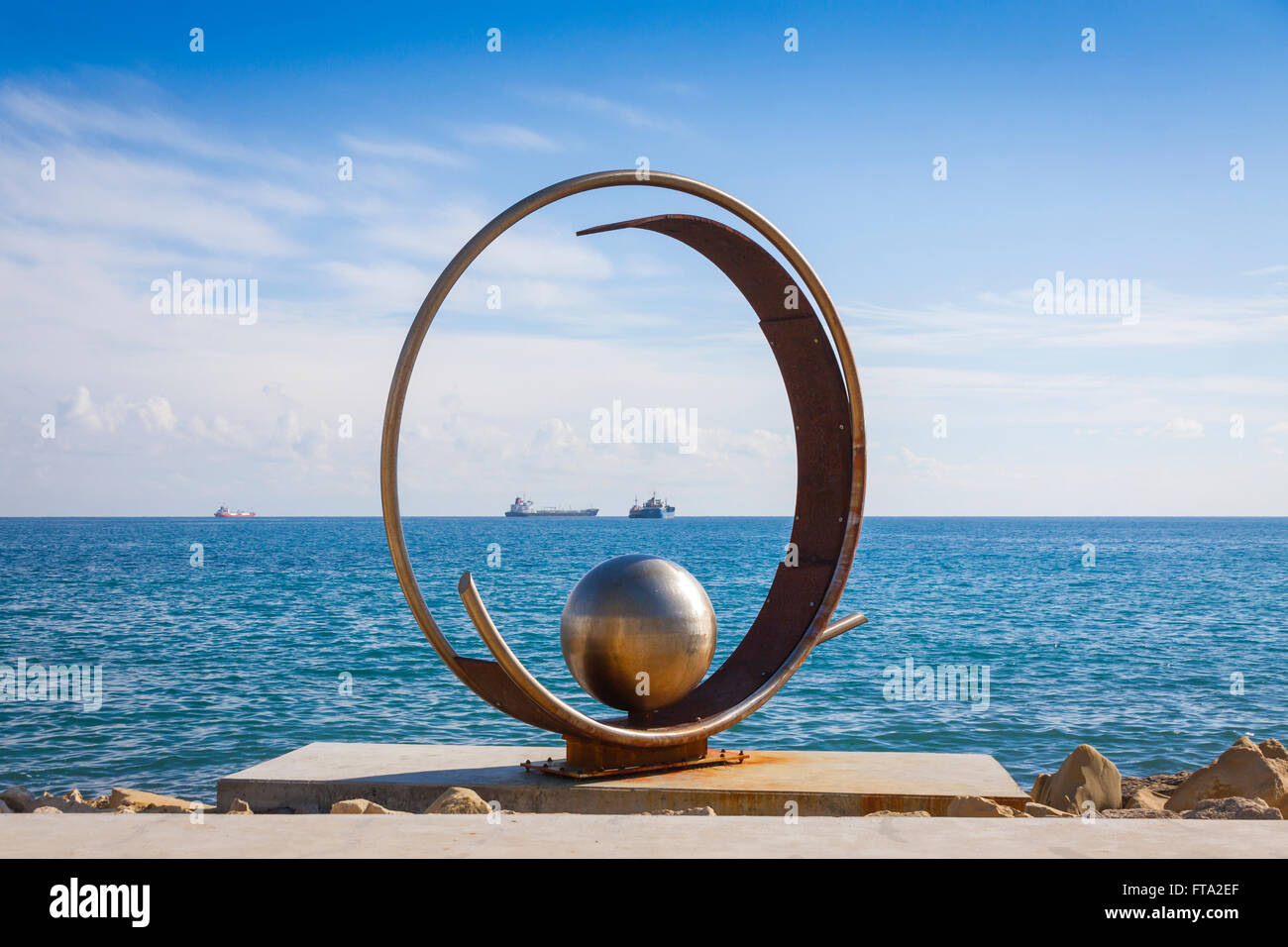Sculpture in Molos Park at Promenade alley in Limassol, Cyprus Stock Photo