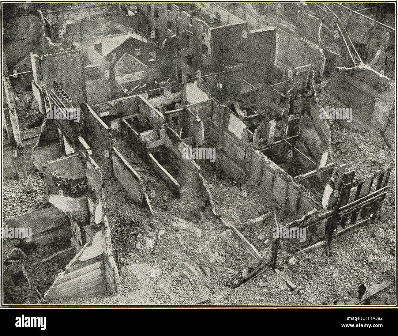 Easter uprising 1916 Aerial view of Dublin in ruins Stock Photo