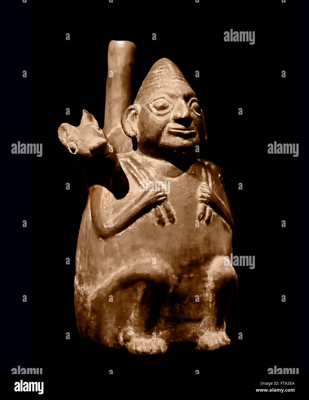 Stirrup Jar  1000-1450 Chimú Northern coast of Peru Ceramic Peruvian Stock Photo