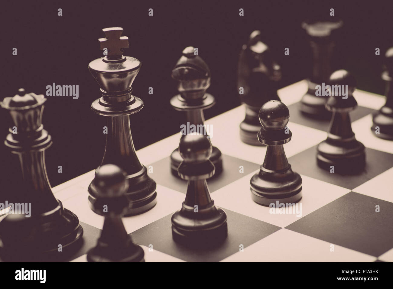 Close-up image of a chess board with chess pieces Stock Photo - Alamy