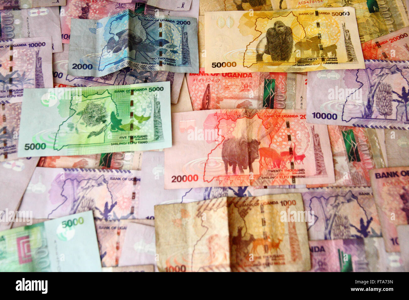 The colorful and creative money of Uganda Stock Photo Alamy