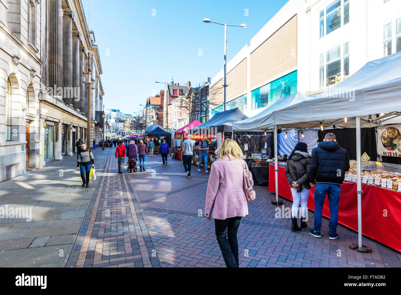 Nottingham City UK busy streets street shops shoppers shopping stores