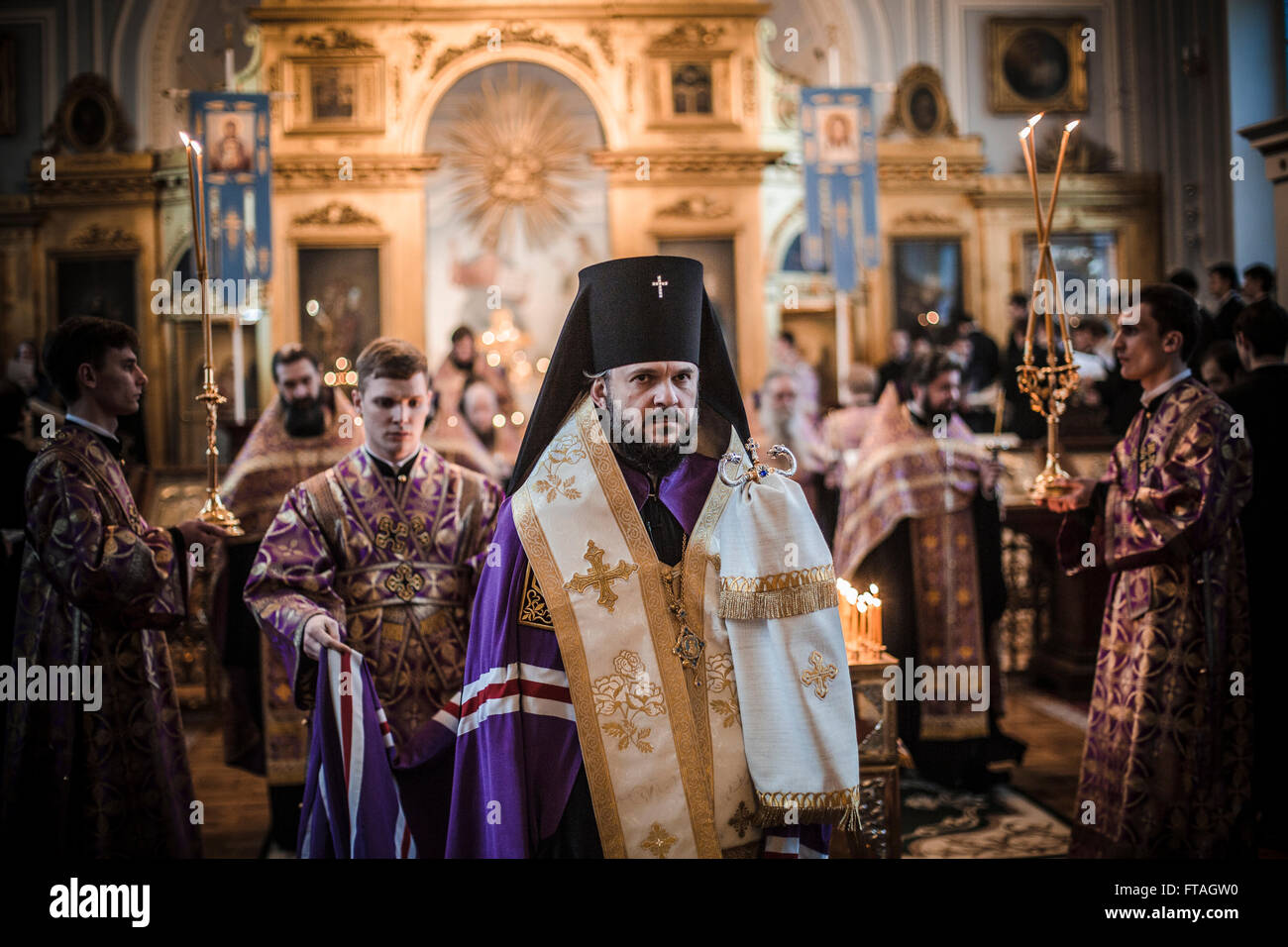 A Russian Orthodox priest during Holy Week services at the Theological ...