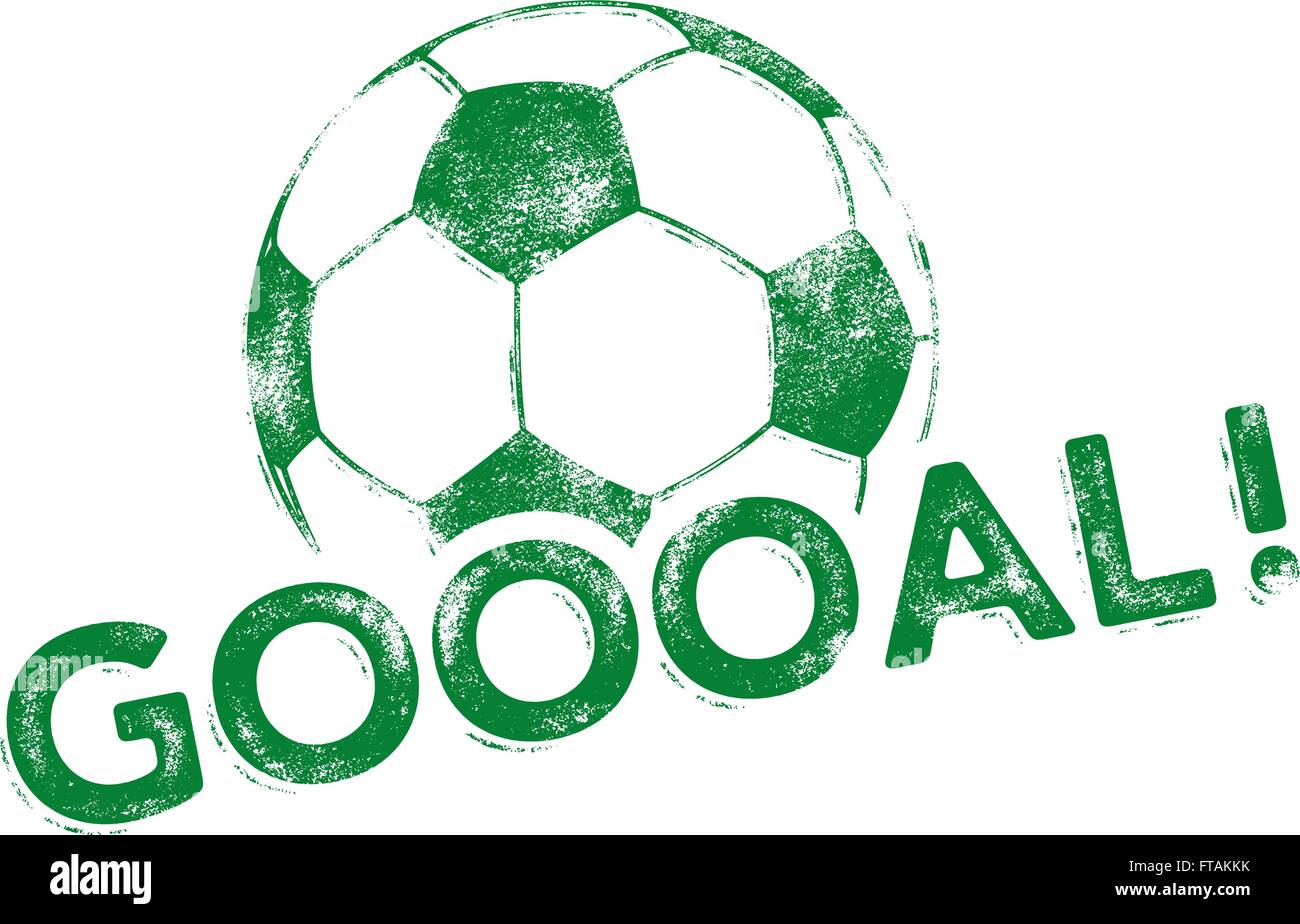 Soccer ball / football illustration with a goal, score message saying