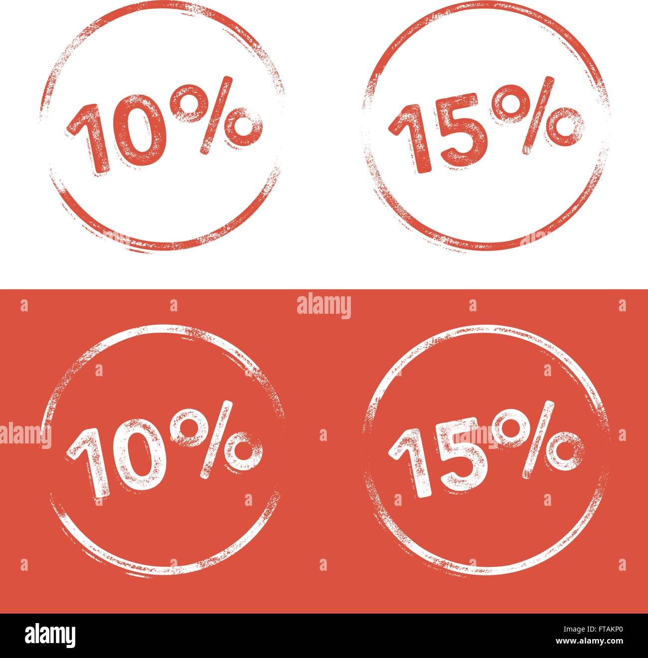 10 Percent And 15 Percent Stamp Print Illustration In A Letterpress