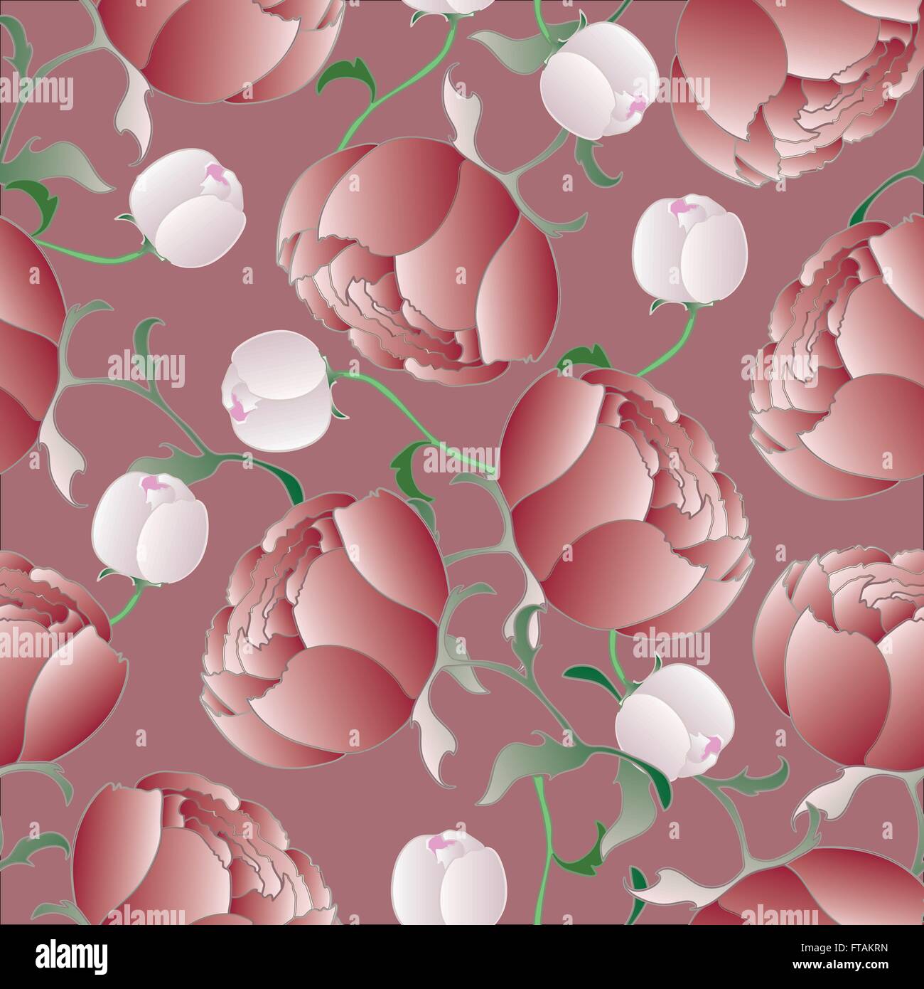 vector seamless background with peonies Stock Vector Image & Art - Alamy