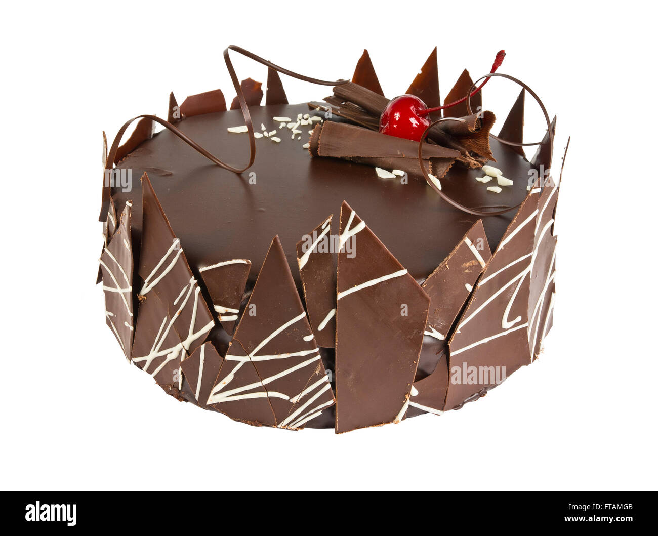 Delicious biscuit cake with chocolate isolated on white background ...