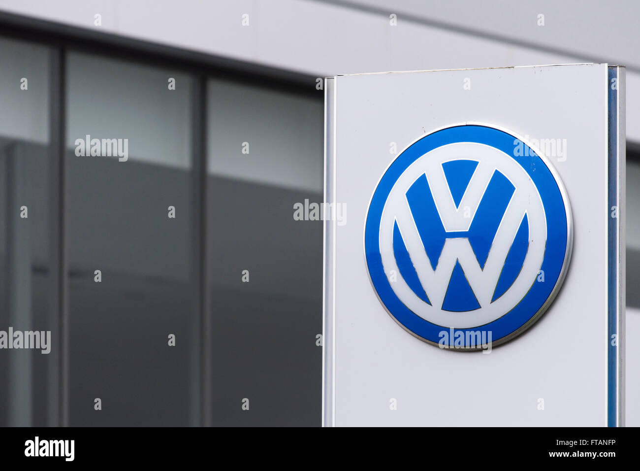 Volkswagen (VW) car manufacturer sign logo. Stock Photo