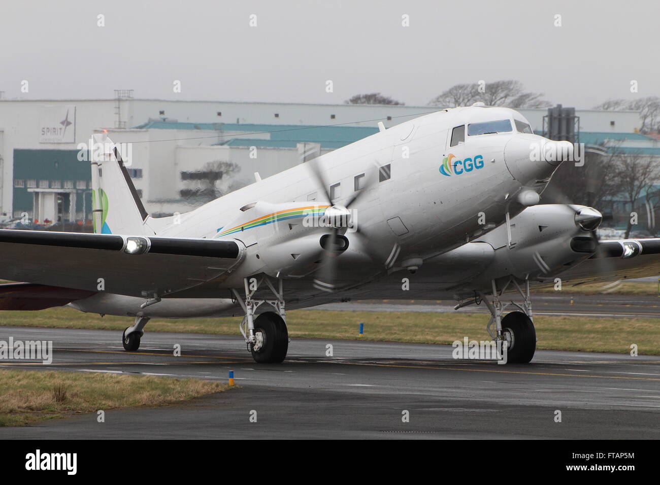 C-GGSU, a Basler BT-67 (a converted Douglas DC-3/C-47) operated by CGG Aviation, at Prestwick International Airport. Stock Photo