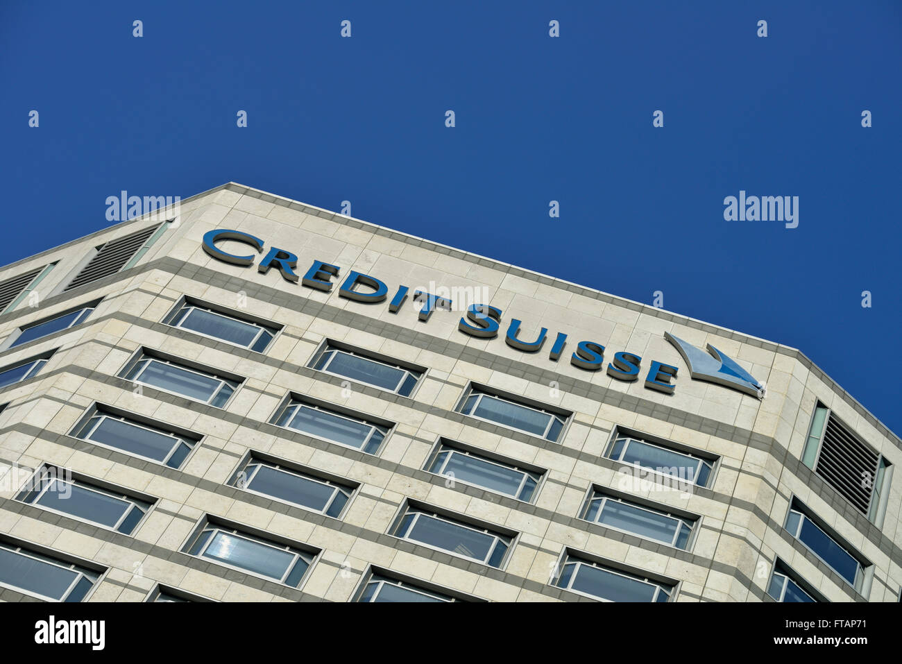 Credit Suisse, One cabot square, Canary Wharf, London E14, United Kingdom Stock Photo