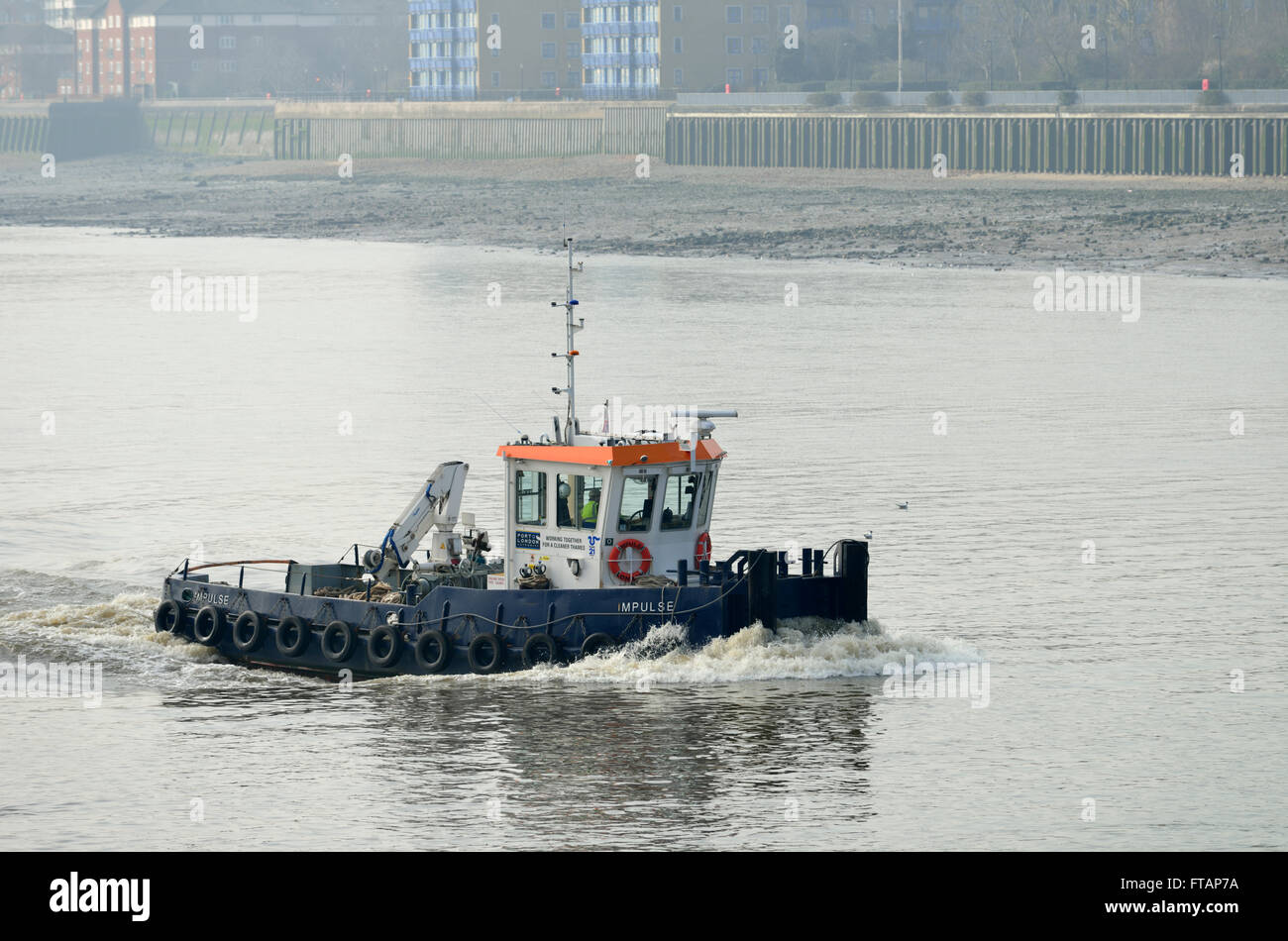 PLA Tug boat, Thames river, East London, United Kingdom Stock Photo