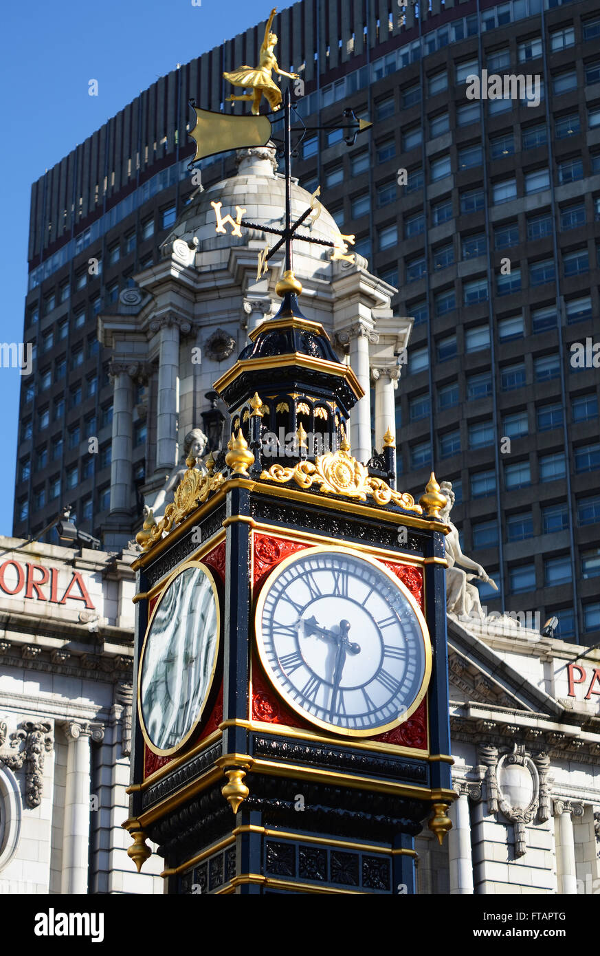Victoria Palace Theatre is a West End theatre in Victoria Street, in the City of Westminster, opposite Victoria Station. Little Ben clock Stock Photo