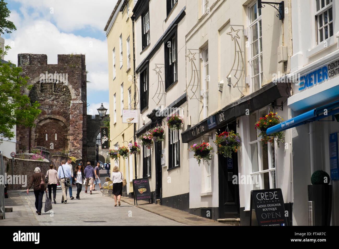 Castle Street in Summer, Exeter, Devon, UK Stock Photo