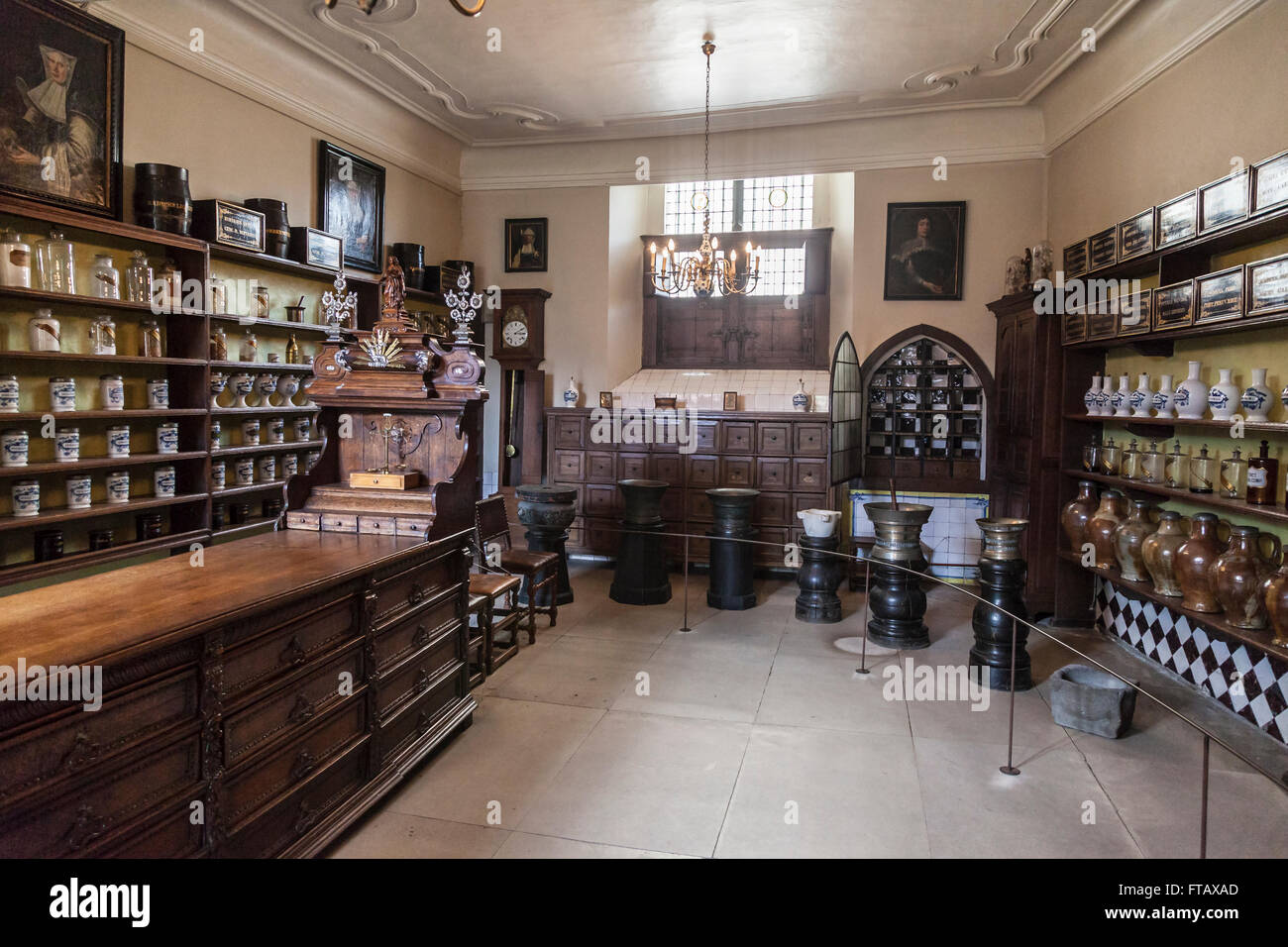 Vintage Pharmacy, Bruges Belgium Stock Photo
