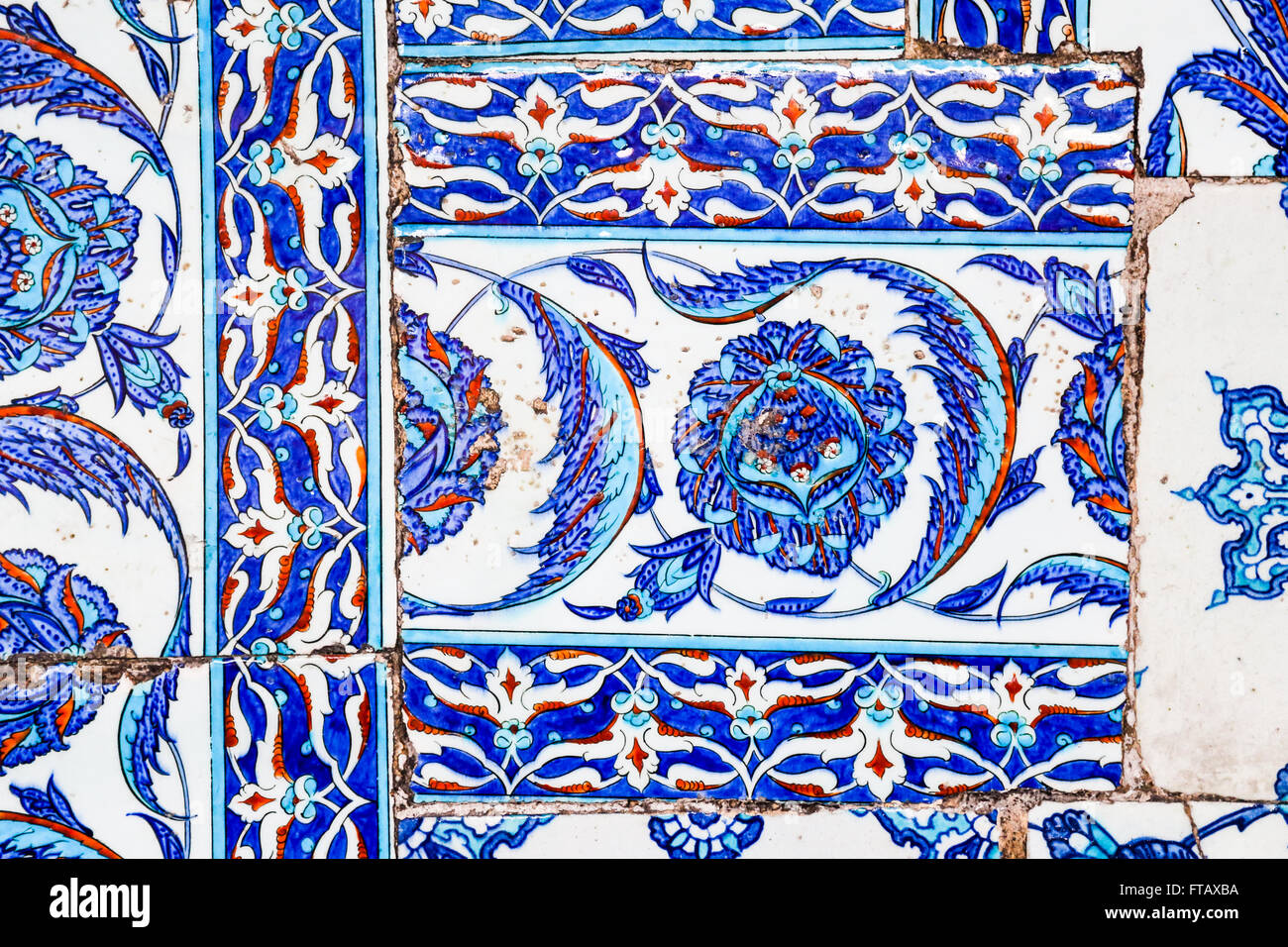 Turkish Blue Tile in Rustem Pasa Mosque, Istanbul, Turkey Stock Photo ...