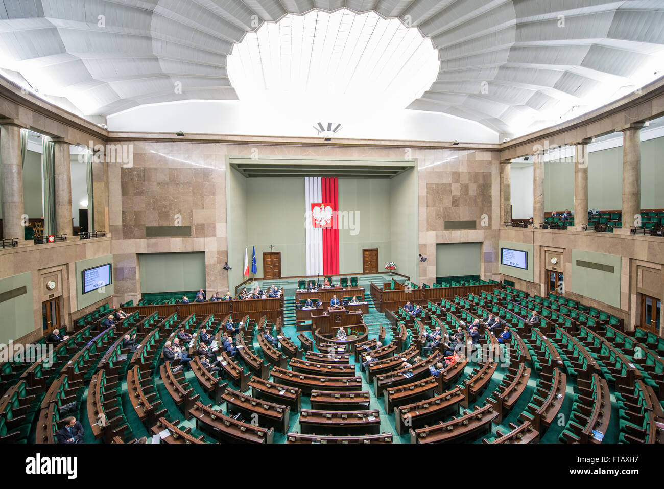 session of Sejm of the Republic of Poland - the lower house of the Polish parliament Stock Photo