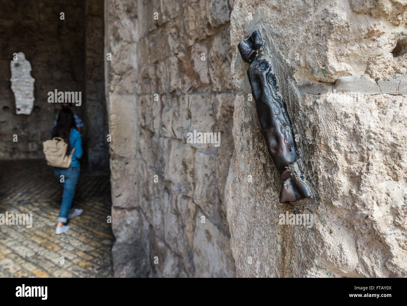 Mezuzah at Zion Gate also knows as Jewish Quarter Gate or Prophet Stock