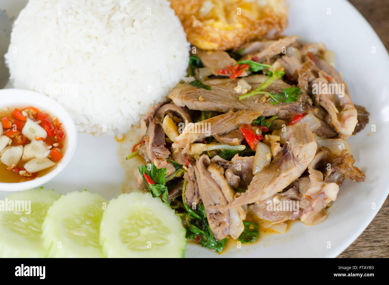 Stir fried duck with holy basil Stock Photo Alamy