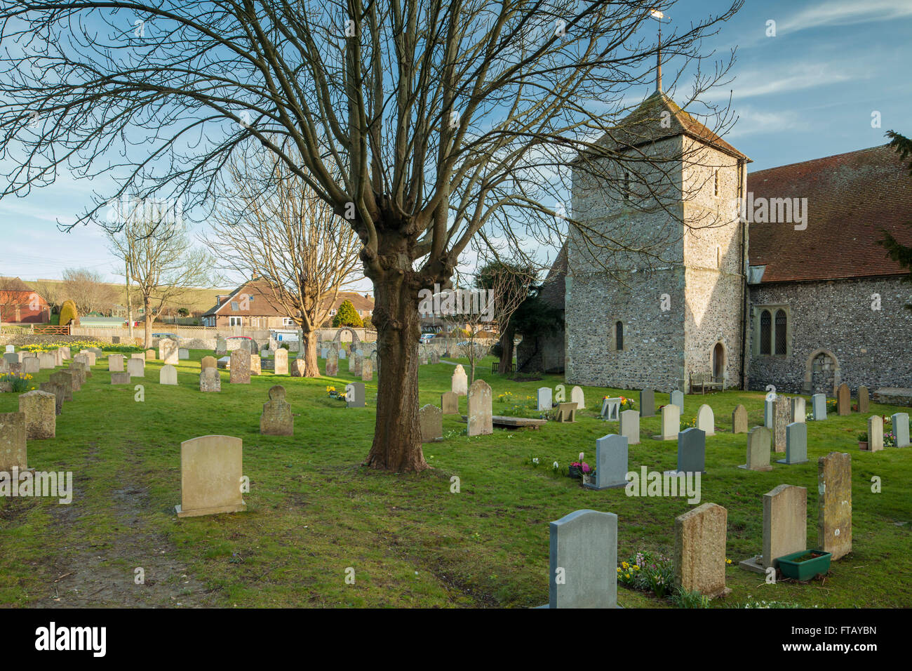 St Simon and St Jude church in East Dean, East Sussex, UK. South Downs. Stock Photo