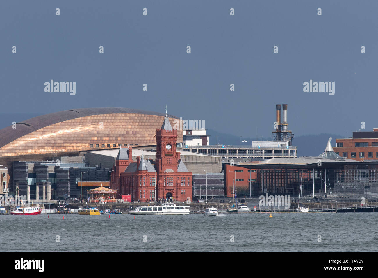 The Pierhead building and Wales Millennium Centre (WMC) at Cardiff Bay, south Wales, UK. Stock Photo