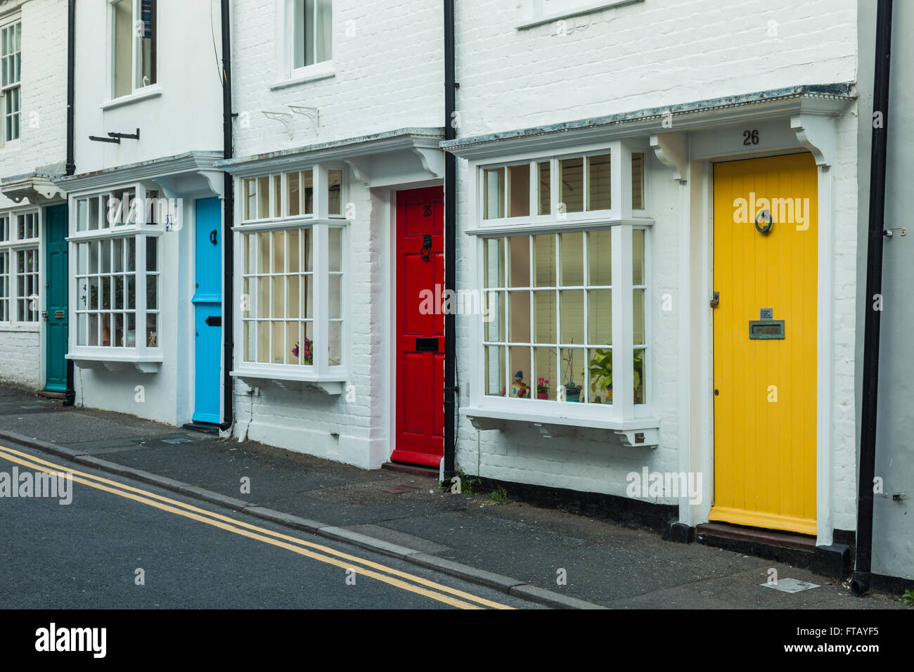 Colourful doors of terraced houses in Kemptown, Brighton, UK Stock