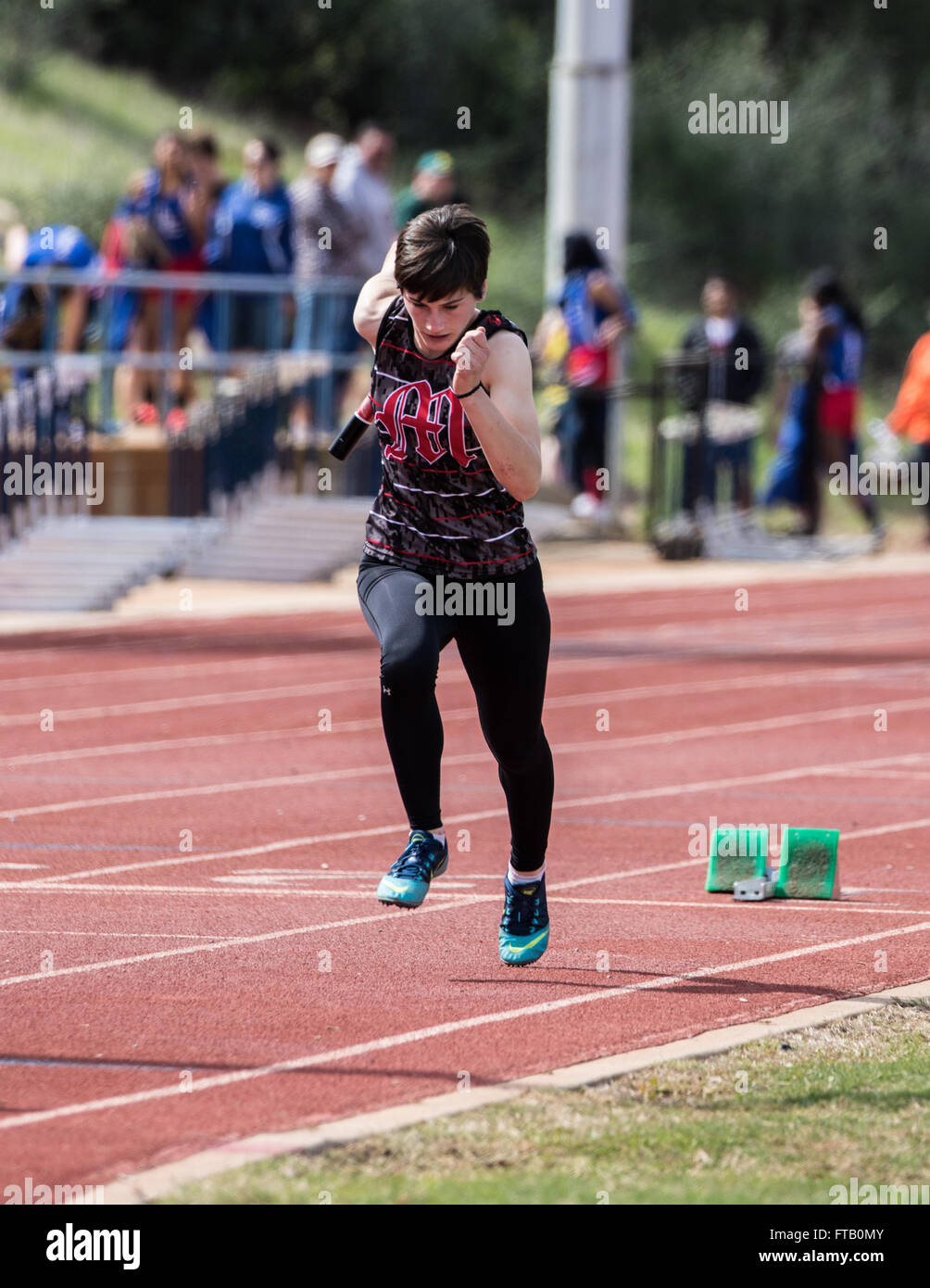 Start of the women;s 4x100 relay race at the Burt Williams Track and