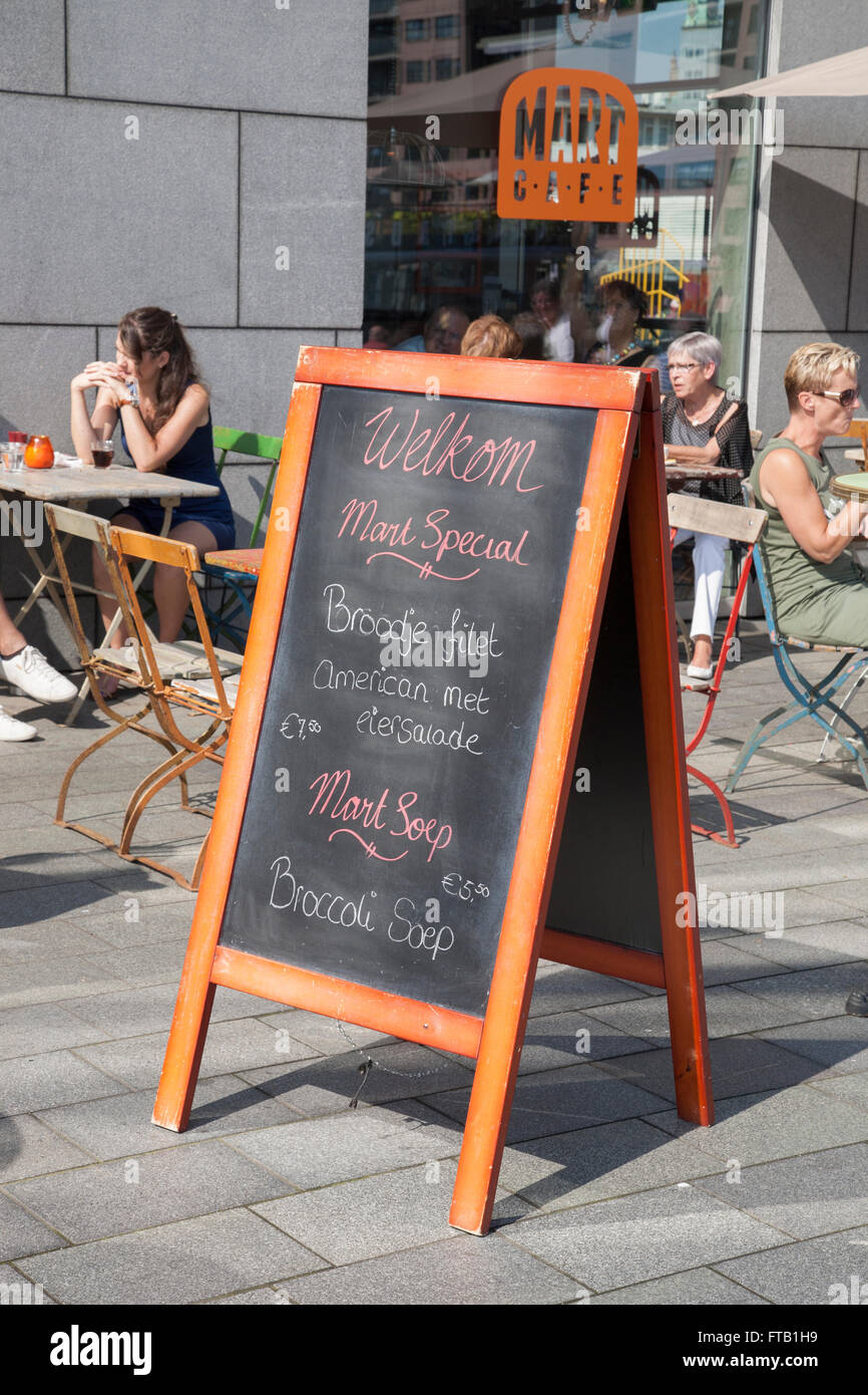 Markt Cafe Menu Sign Central Market Rotterdam Holland