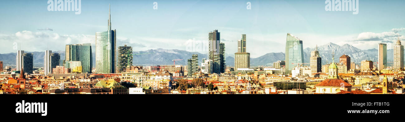 Milano (Italy), skyline panoramic collage (High res) Stock Photo