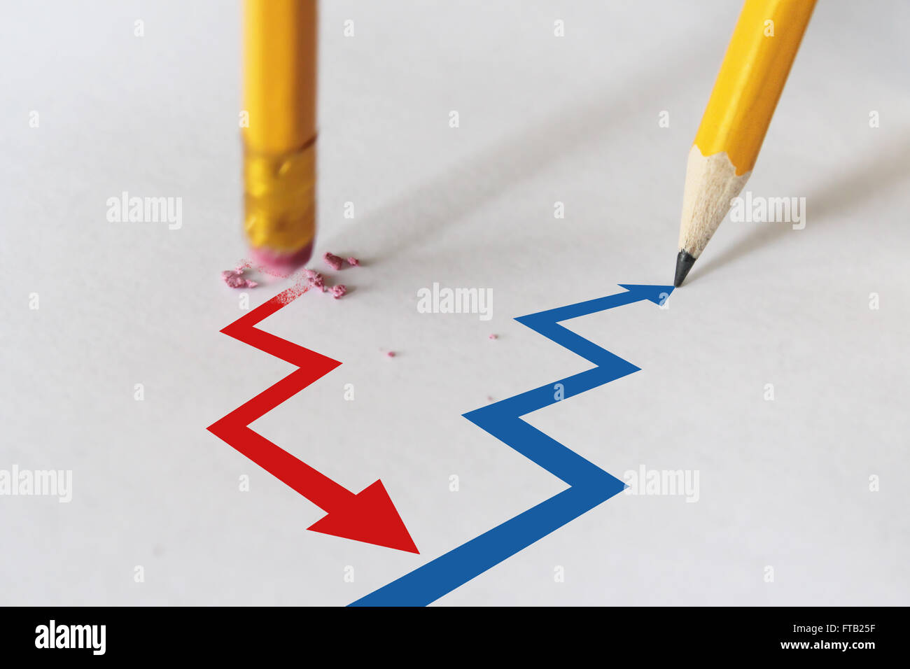 failure to success with pencil eraser Stock Photo
