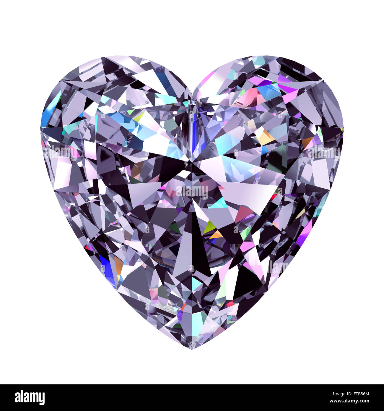 Diamond Heart. 3D Model Over White Background. Stock Photo