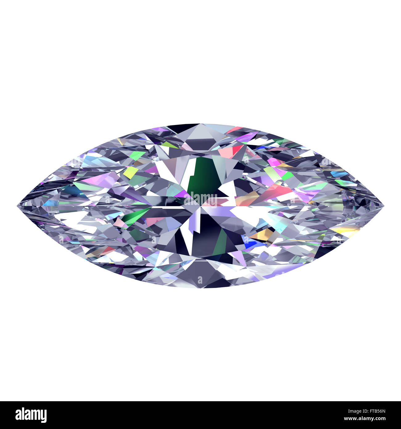 Diamond Marquise. 3D Model Over White Bacground. Stock Photo