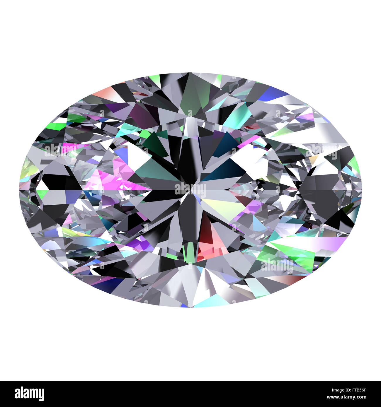 Diamond Oval. 3D Model Over White Background. Stock Photo