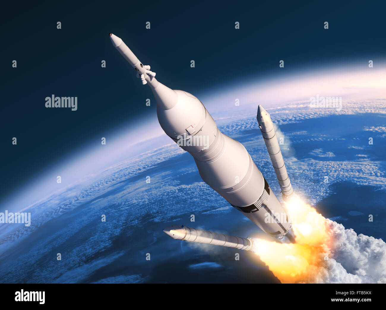Space Launch System Solid Rocket Boosters Separation Stock Photo