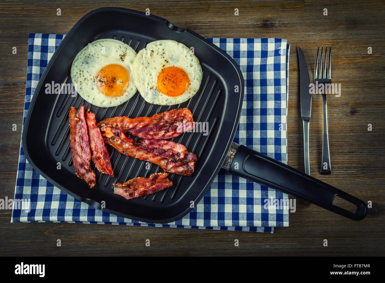 Ham and Egg. Bacon and Egg. Salted egg and sprinkled with black pepper