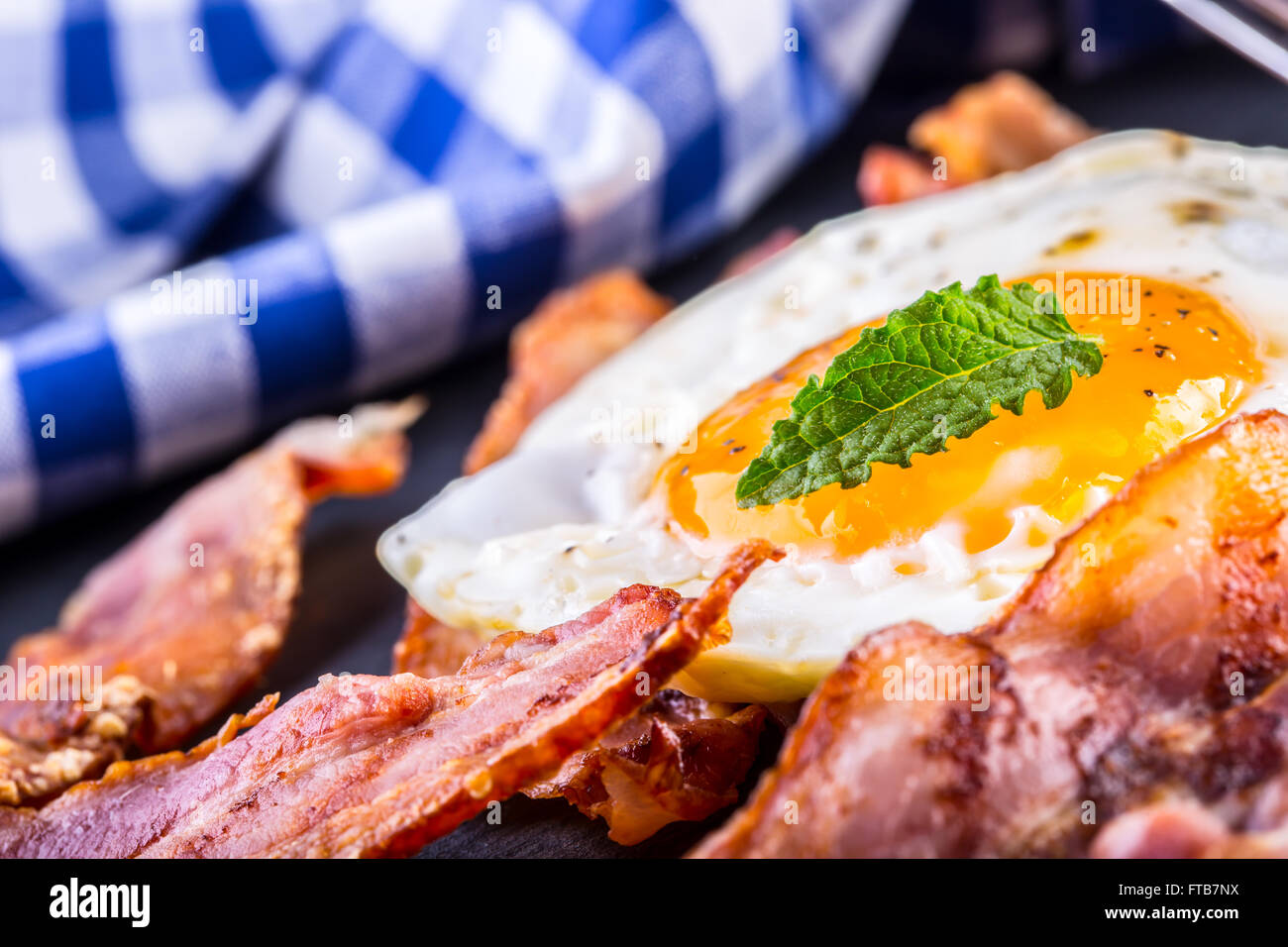 Ham and Egg. Bacon and Egg. Salted egg and sprinkled with black pepper