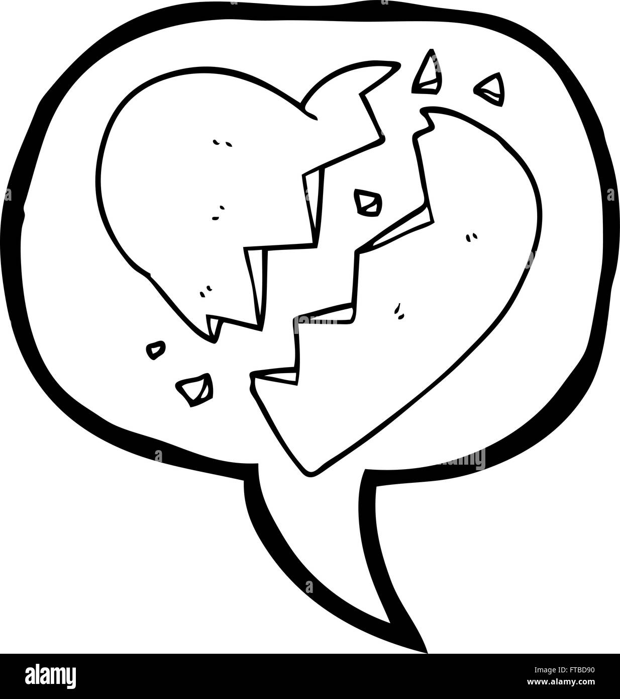 freehand drawn speech bubble cartoon broken heart Stock Vector Image ...